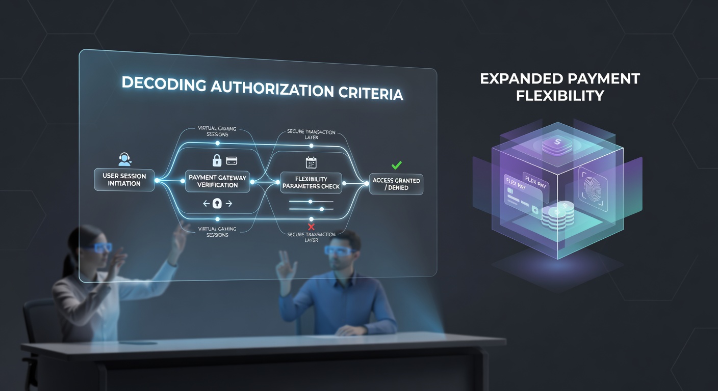 Regulatory compliance dashboard displaying authorization criteria and payment flexibility metrics for virtual gaming operators