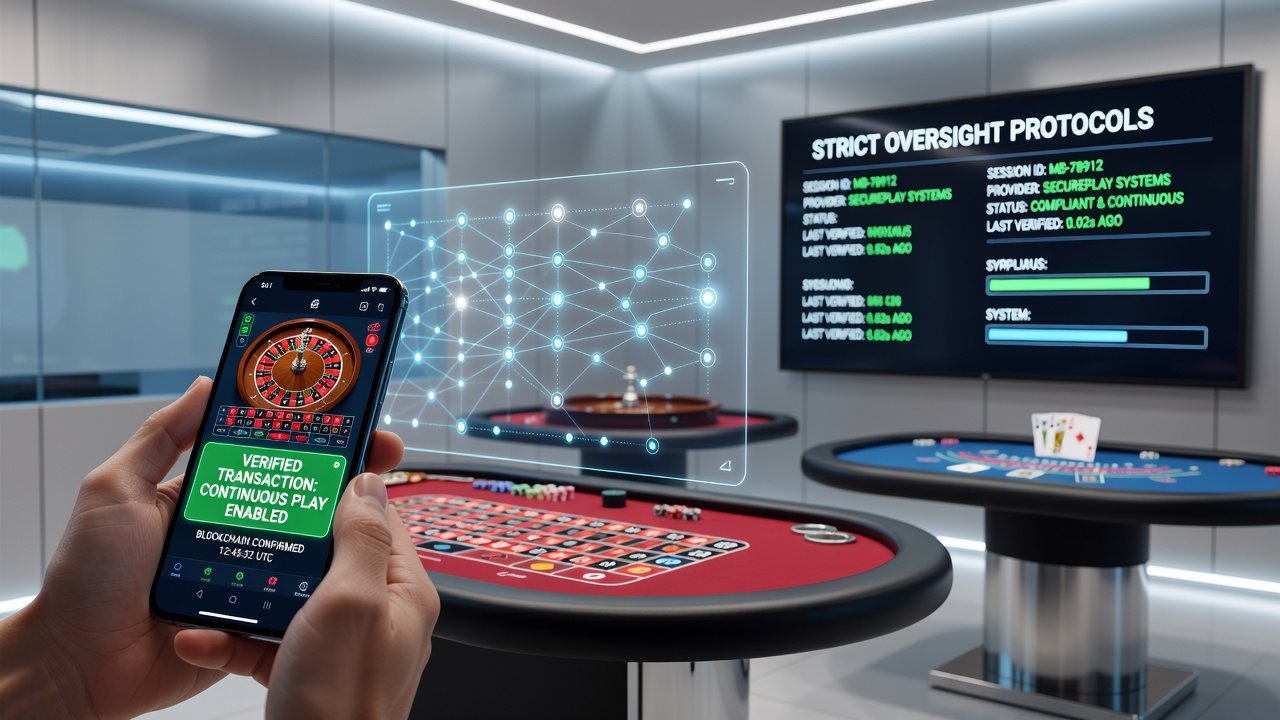 Mobile roulette and blackjack interface showing verified transaction confirmation during live play