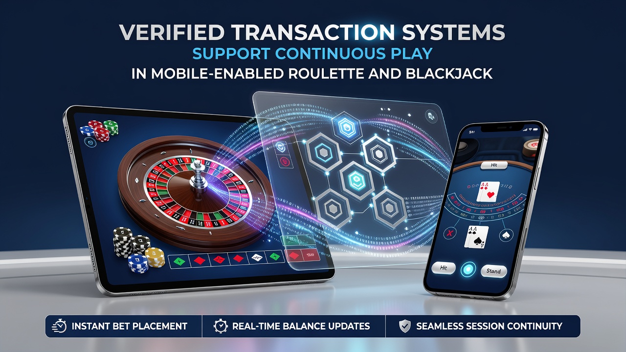 Live dealer blackjack table displayed on a smartphone with transaction verification overlay