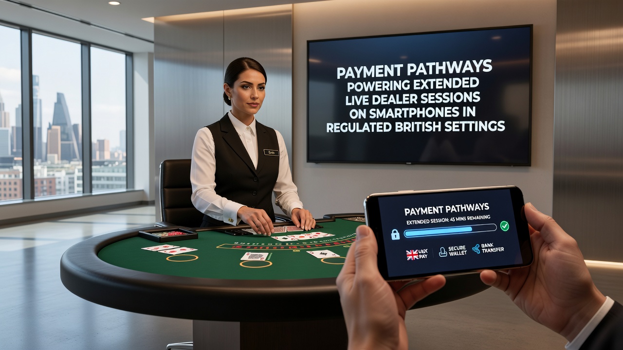 Close-up of smartphone screen showing secure e-wallet transaction during a live dealer roulette session in a British regulated casino