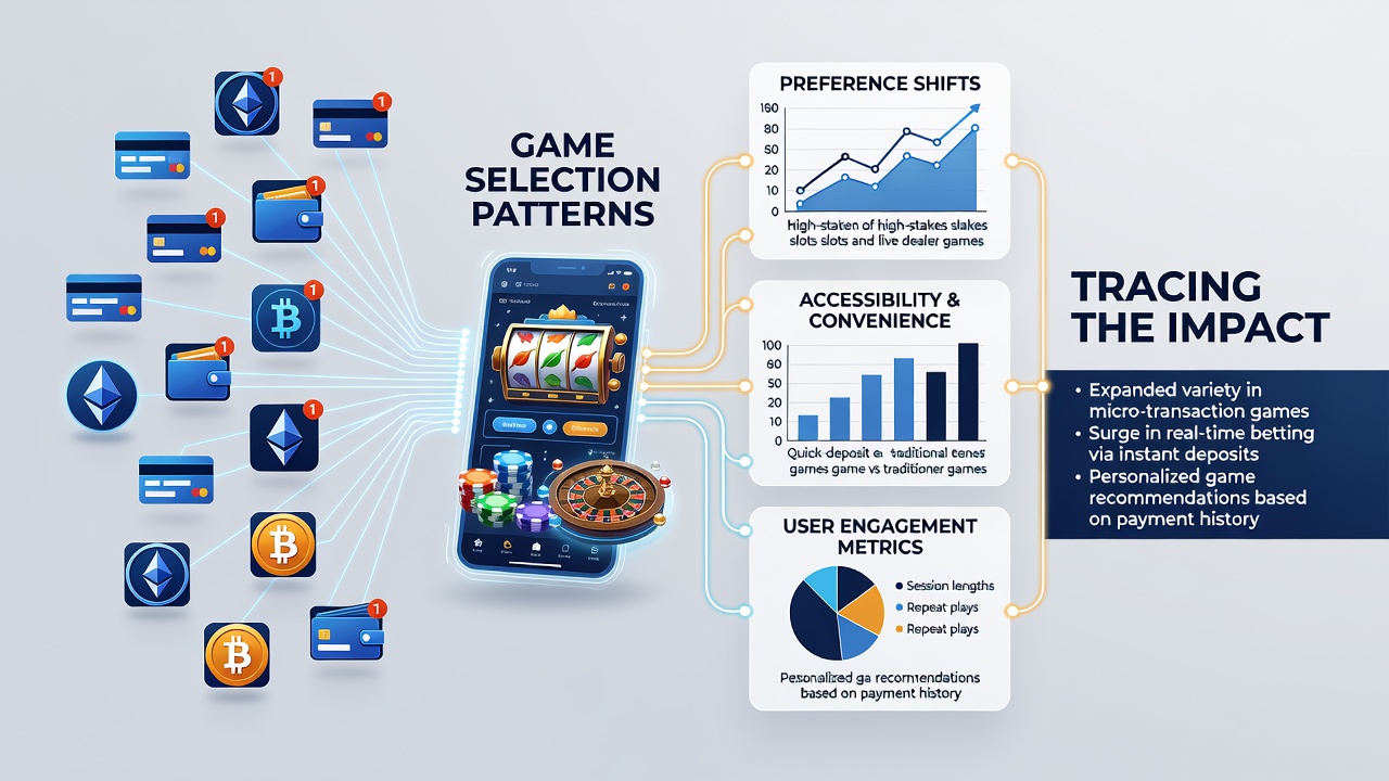 Graph overlay on mobile screen illustrating payment method statistics and corresponding game category selections