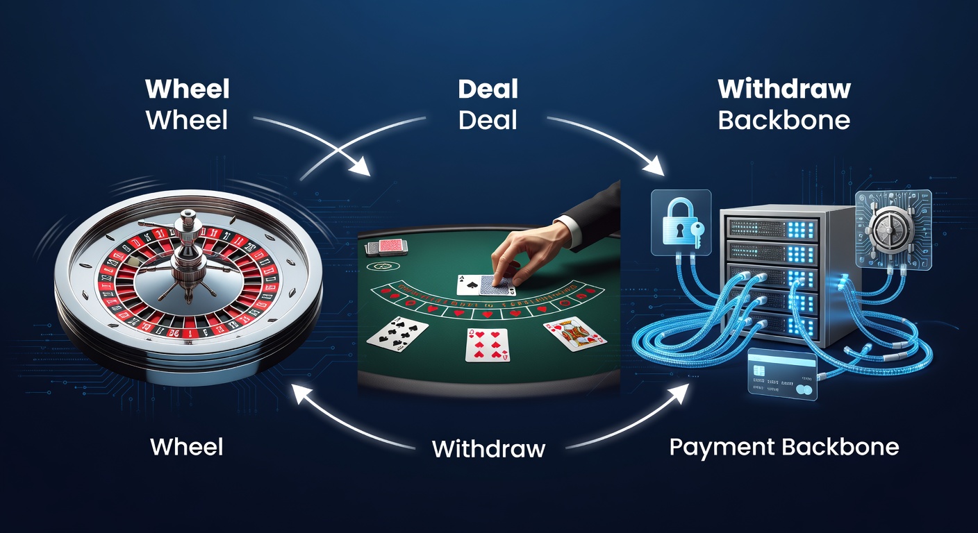 Vibrant online roulette wheel spinning with digital chips and secure payment icons overlayed, capturing the thrill of licensed play